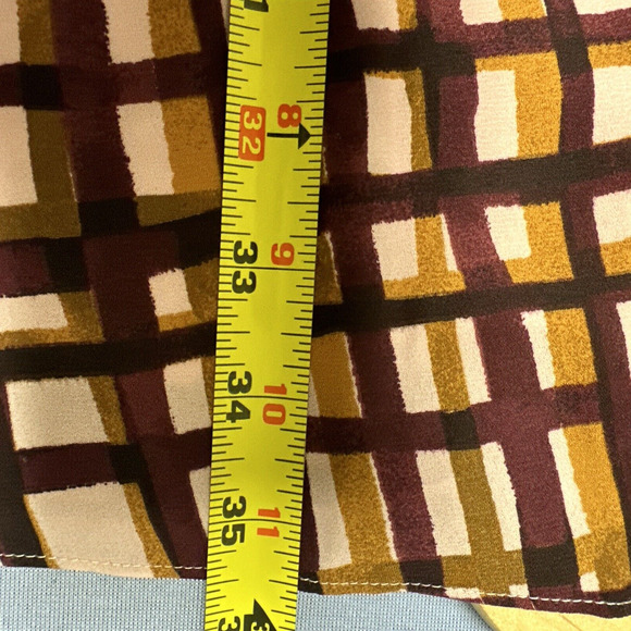 NEW Gal Meets Glam Lindsey 3/4 Slv Dress Sze 2 Windowpane Multi Tie Neck Pockets - Picture 12 of 13